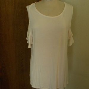 Old Navy Cold shoulder tee cream flutter sleeve